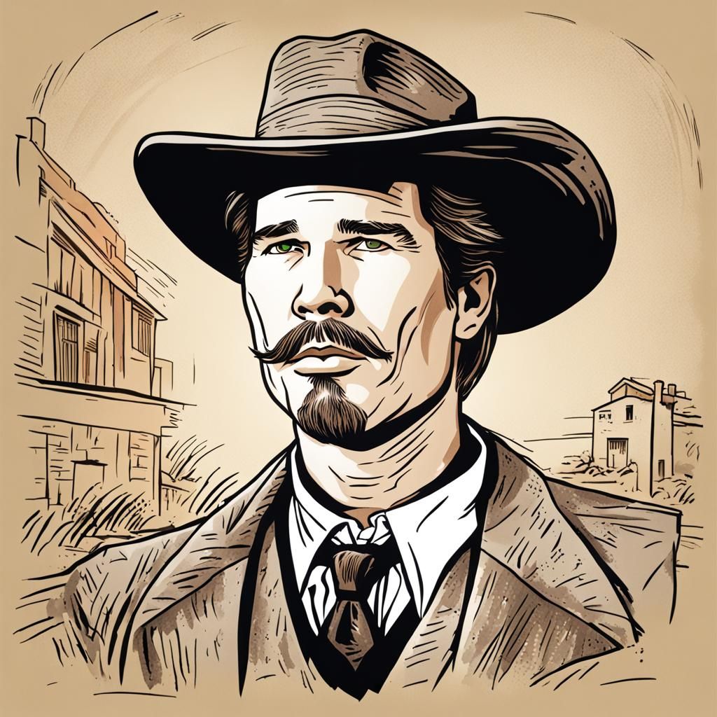 Cartoon drawing of Val Kilmer as doc holiday - AI Generated Artwork ...