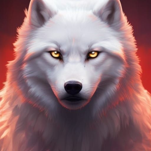 white wolf red eyes - AI Generated Artwork - NightCafe Creator