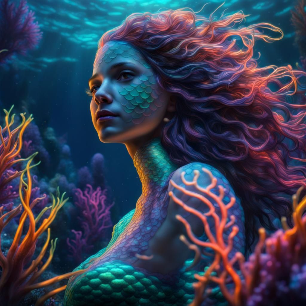 Bioluminescent mermaid. - AI Generated Artwork - NightCafe Creator