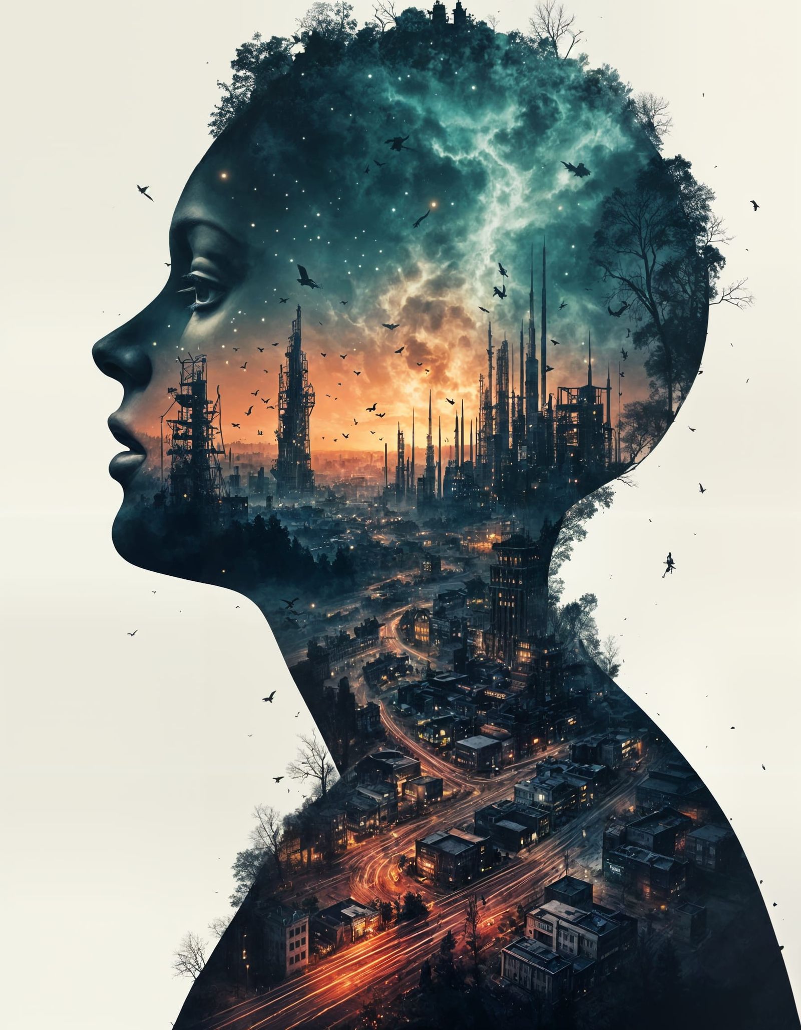 Double Exposure: Witch Doctor and Cosmic Industrial Town