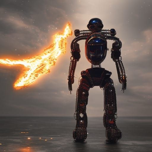 Humanoid robot with some fire