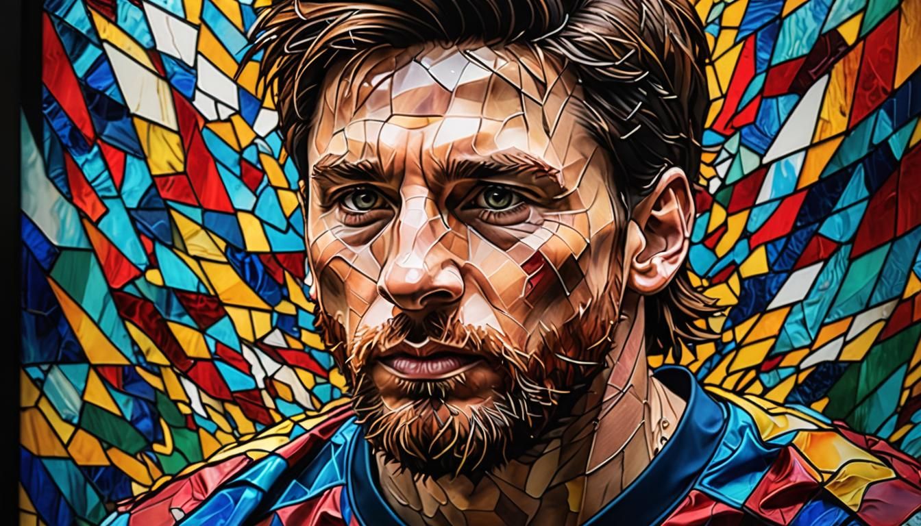 Stained glass Lionl Messi