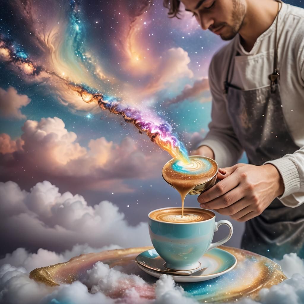 A barista pouring the Milky Way into a cup