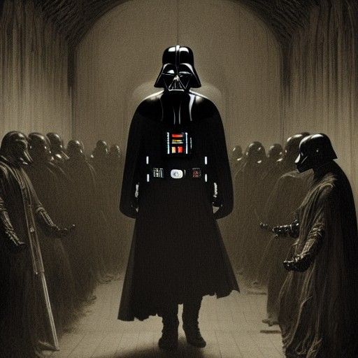 darth vader  horror Gustave Doré Greg Rutkowski hyperrealism...