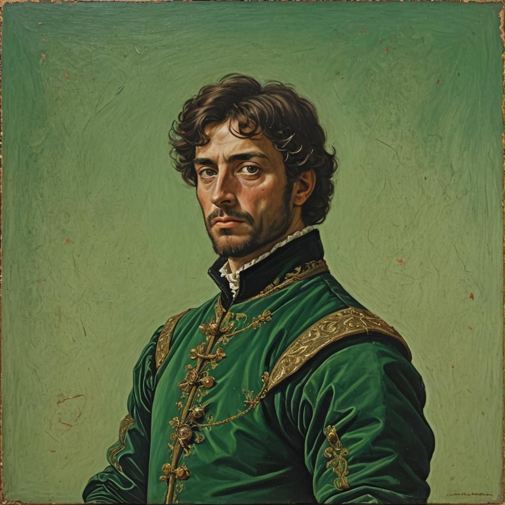 Italian renaissance nobleman in Green doublet oil painting by James ...