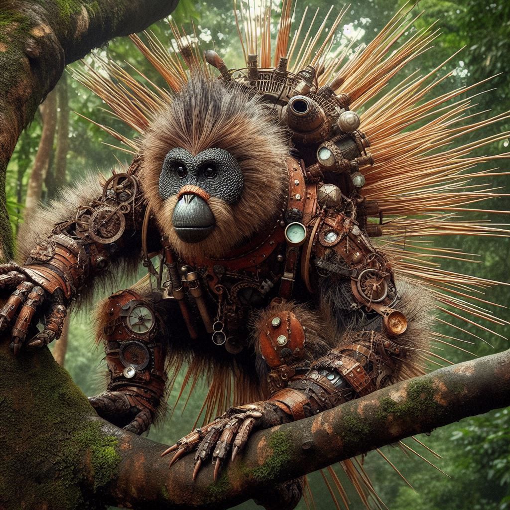 Steampunk, porcupine-orangutan hybrid
