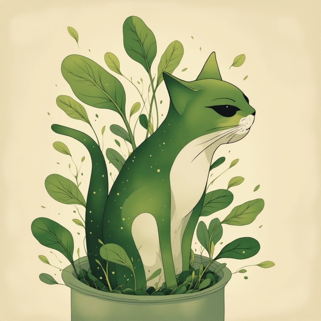 abstract minimalist cat slug spinach <lora:CSS2Flux:1.0> <lora:Flux-Inked:1.0>