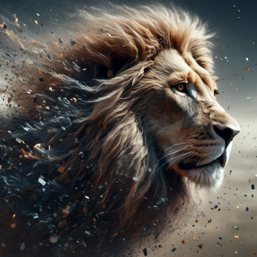 Lion's Mane in the Wind: Hyperrealistic Detail
