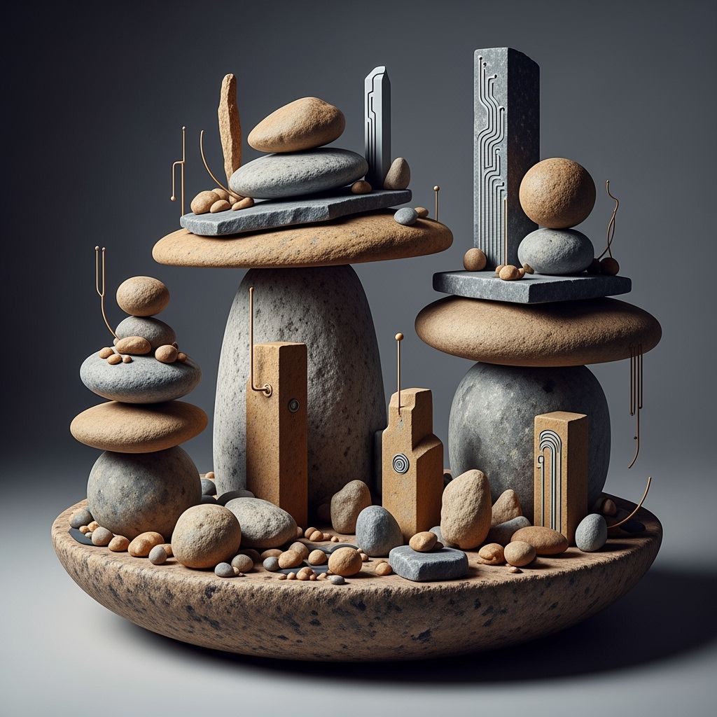 Stylized Stone Food Art in Earth Tones