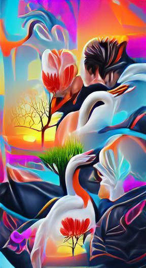 Beautiful Romantic Couple love | Nature Swan Lake | Sunset |...