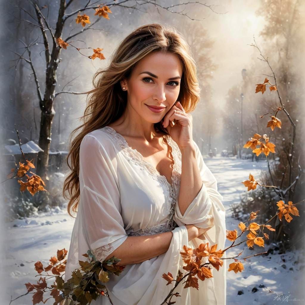 Expressive Portrait of a Charming Woman in Hyperrealism Styl...