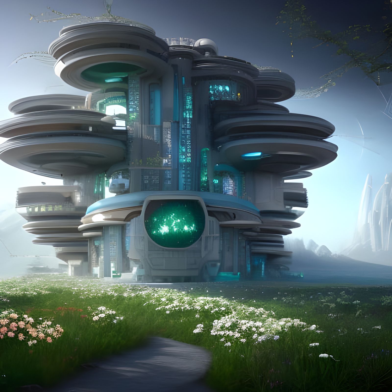 Futuristic Solarpunk Mansion in Hyperrealistic Detail