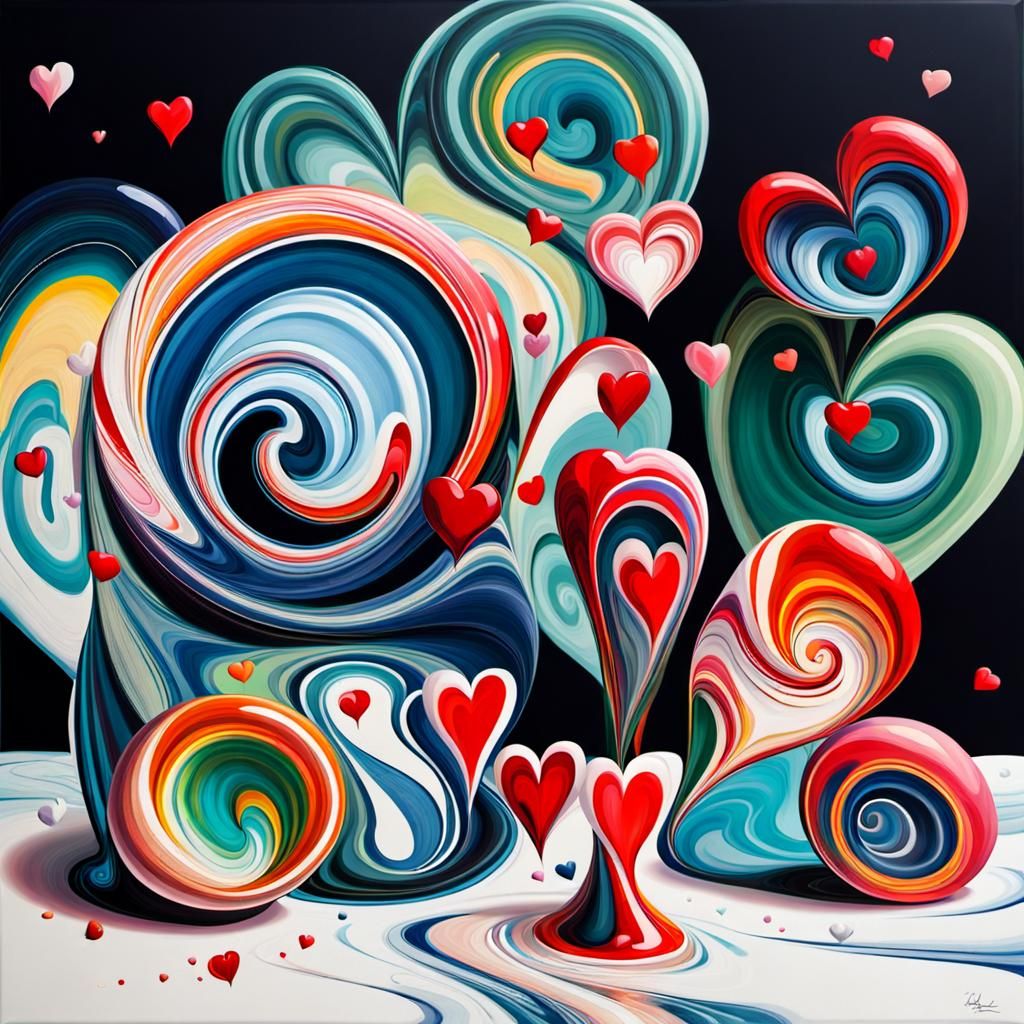 I Love you represented by Individual multicolour concentric ...