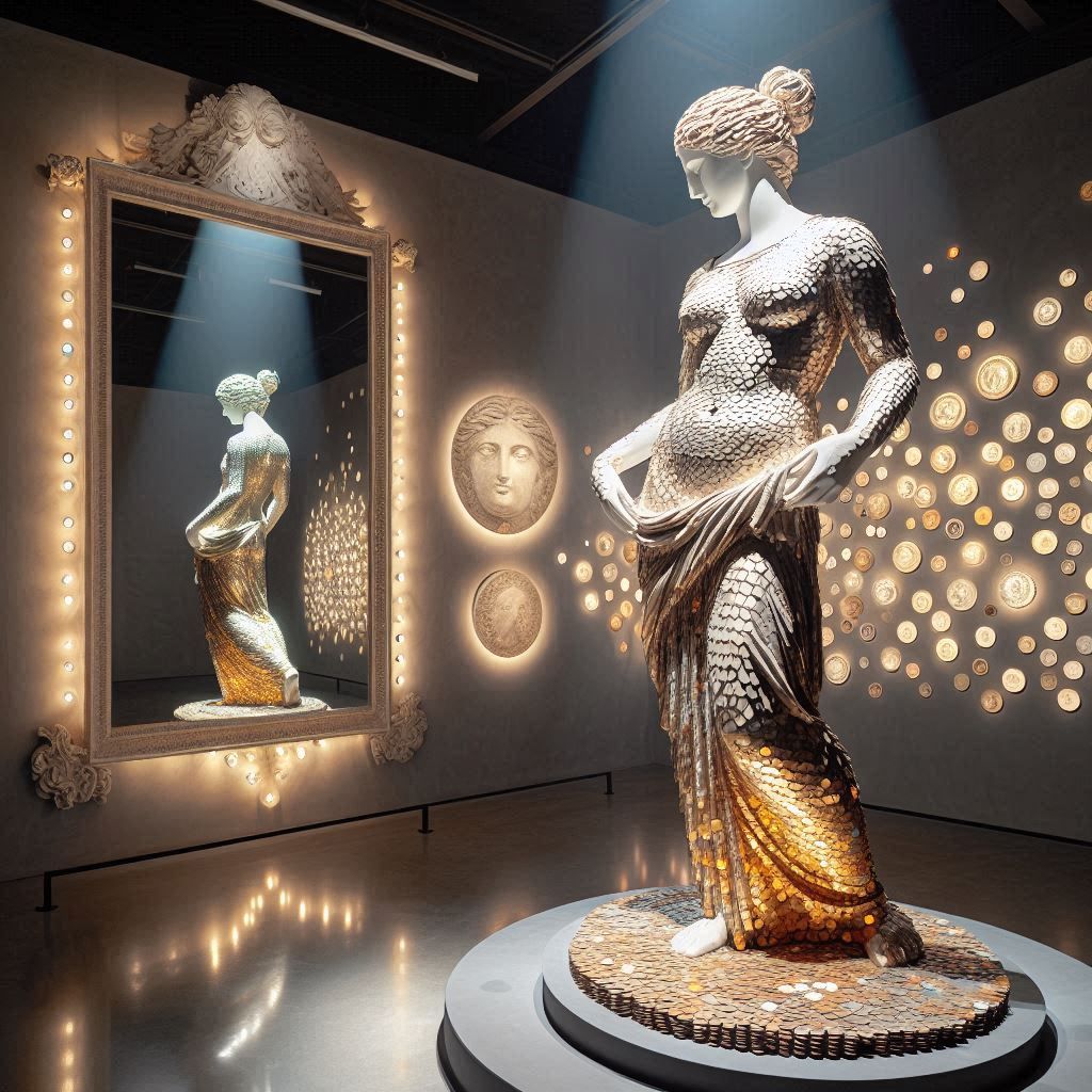 Aphrodite made of coins