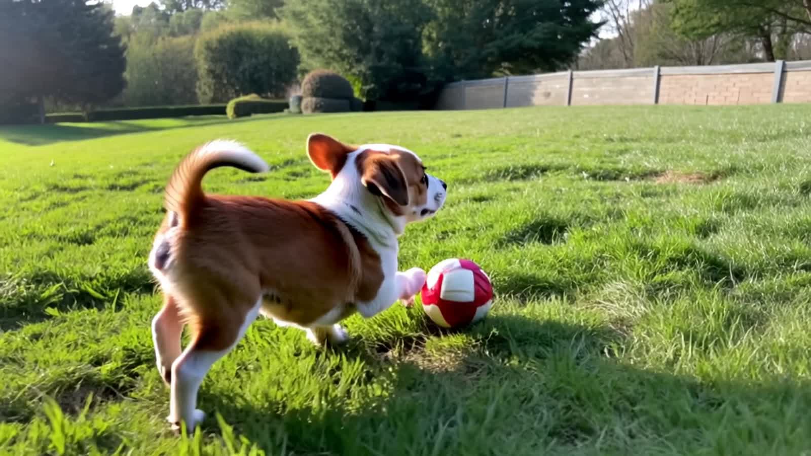 un jackRussell cucciolo che gioca con una palla