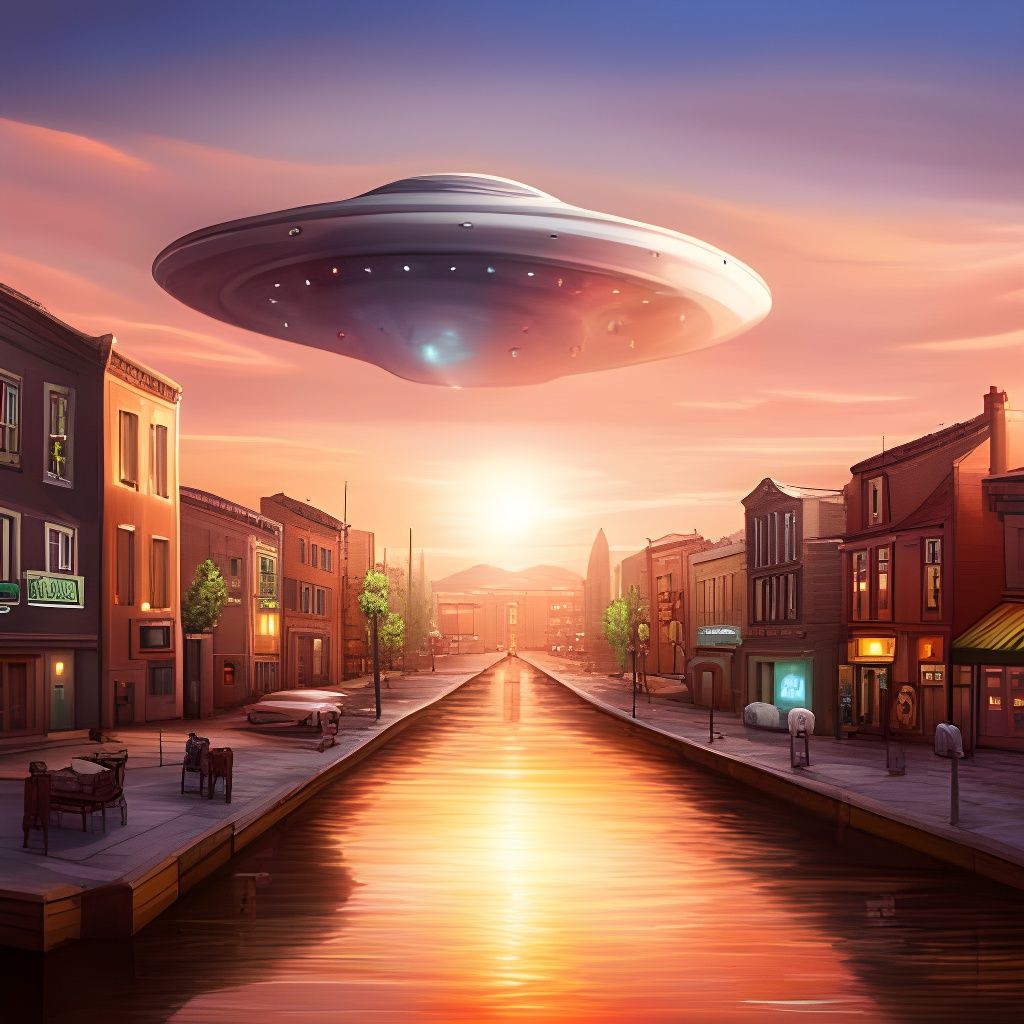 UFO hovering over canal