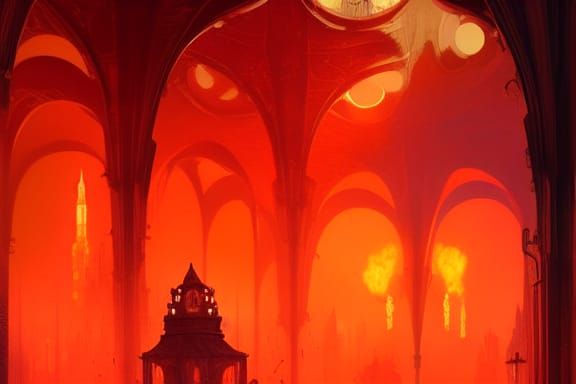The entrance to Hell 8k resolution concept art art deco art ...