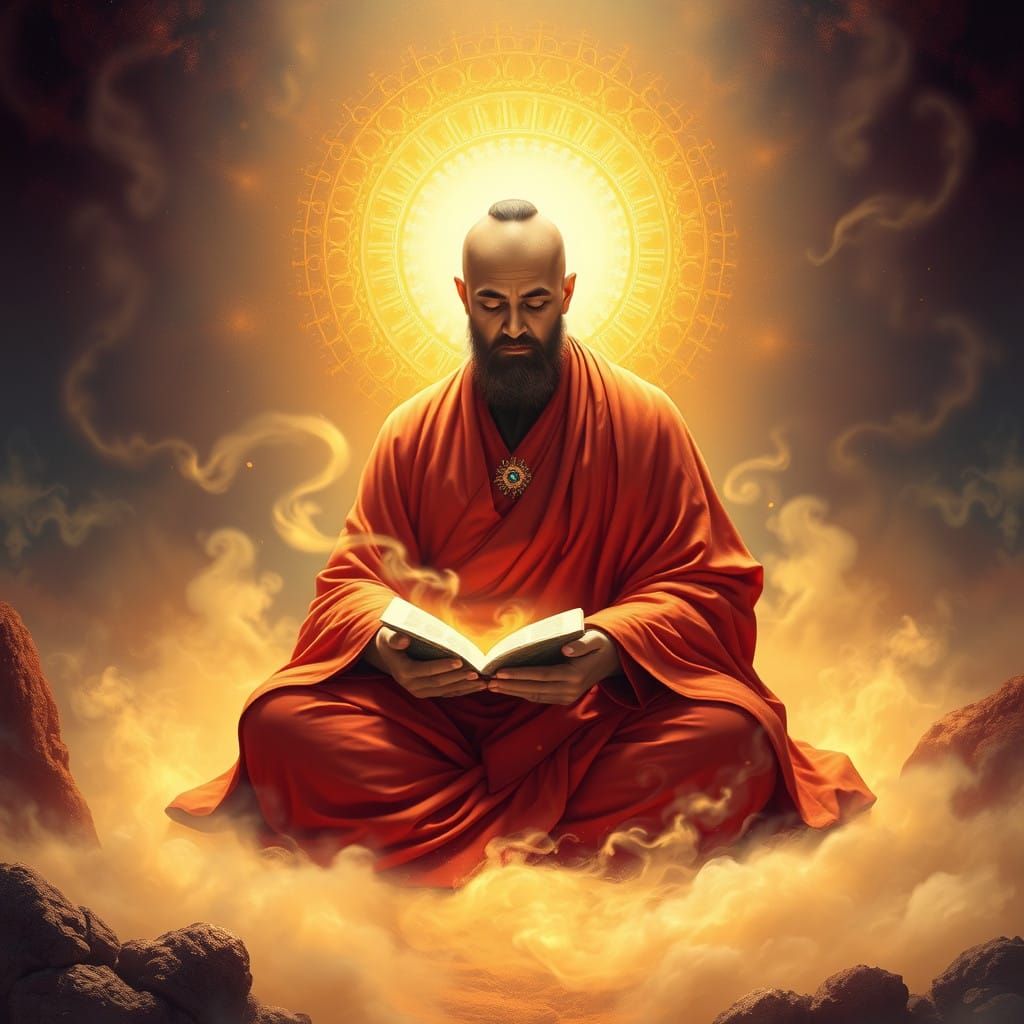 Serenely Seated Monk in Golden Light
