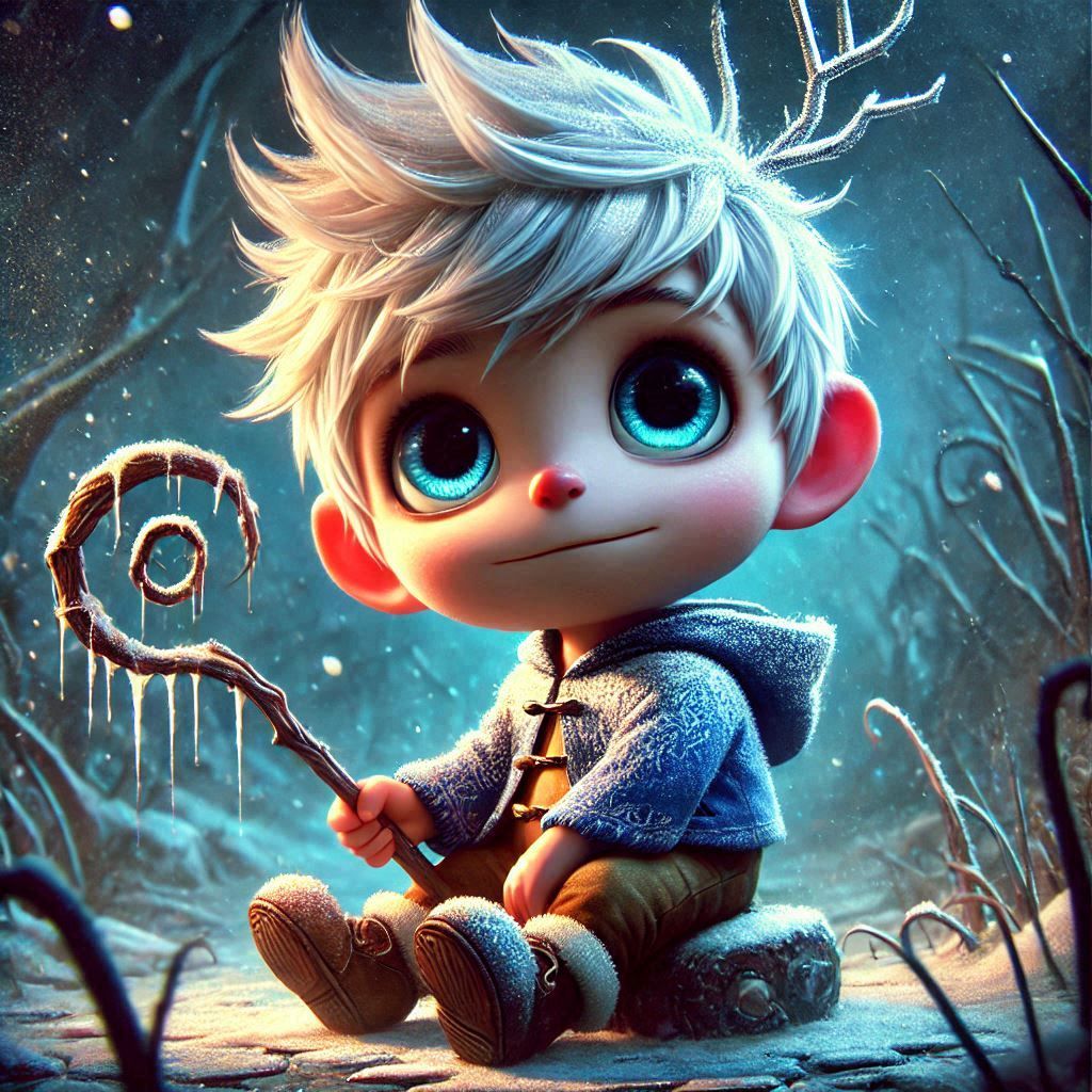 Jack frost as adorable fairy-tale fantasy creature portrait..