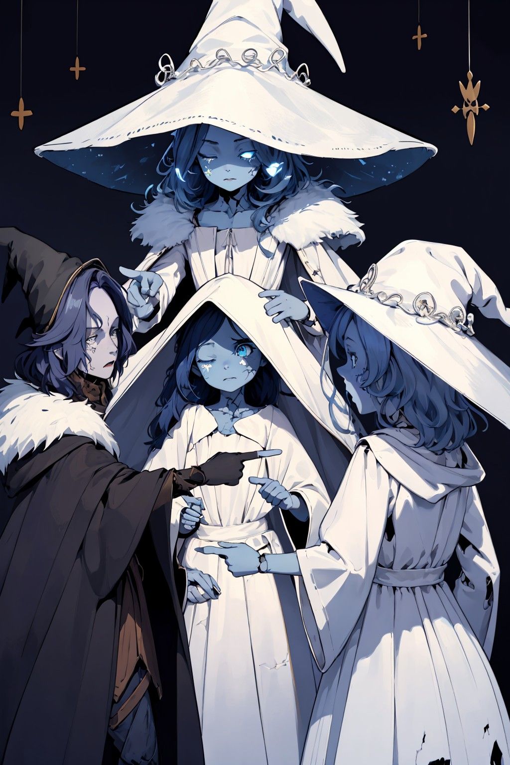 Witches Pointing at each other