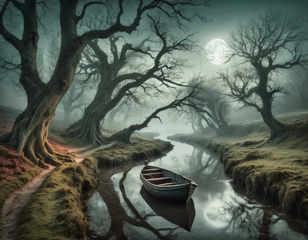 Lonely Boat In The Stream