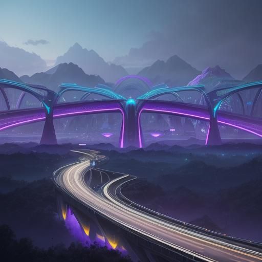 Futuristic Highway Interchange in Digital Art Style