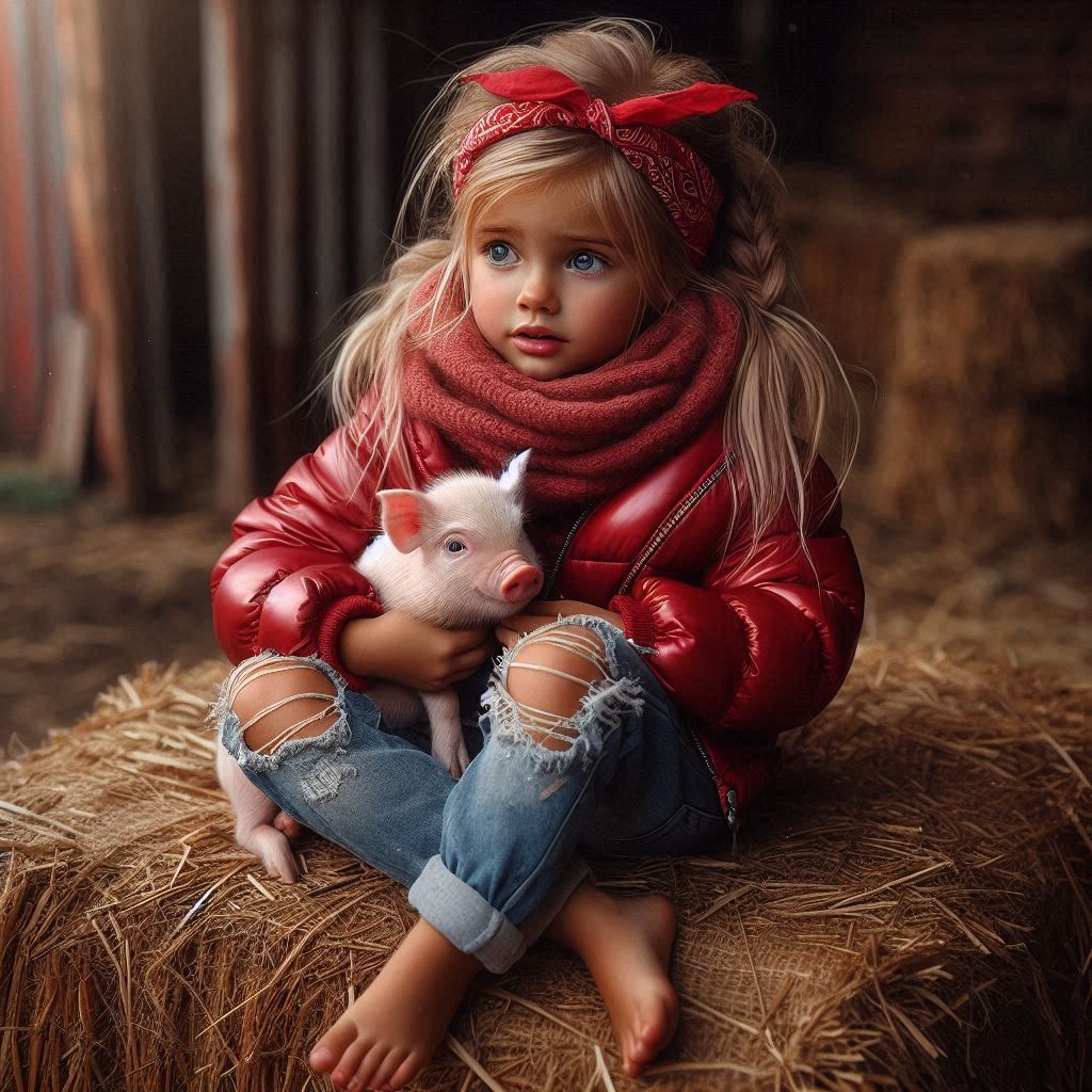 The Girl and the barn Animals ...