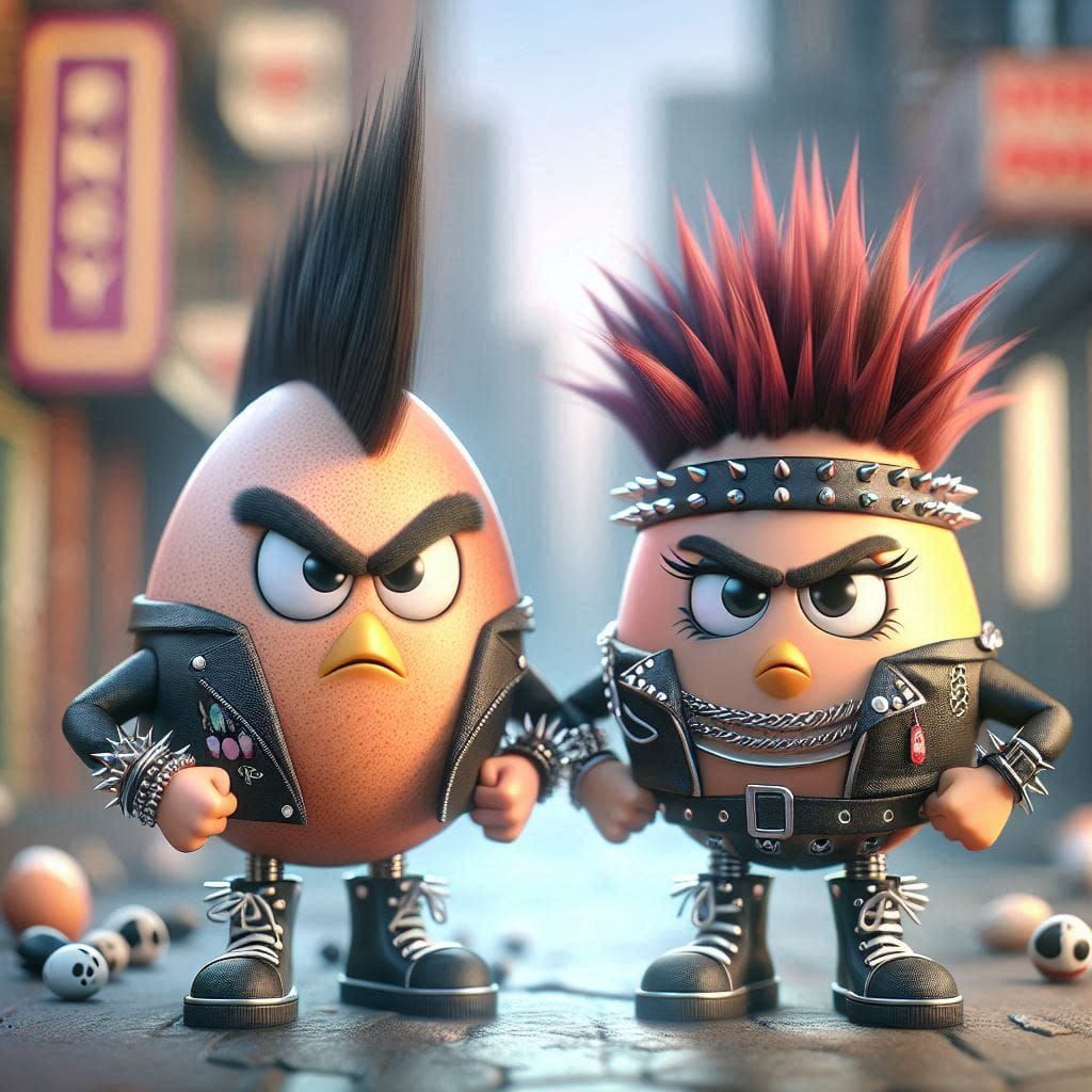 Punk Angry eggs couple