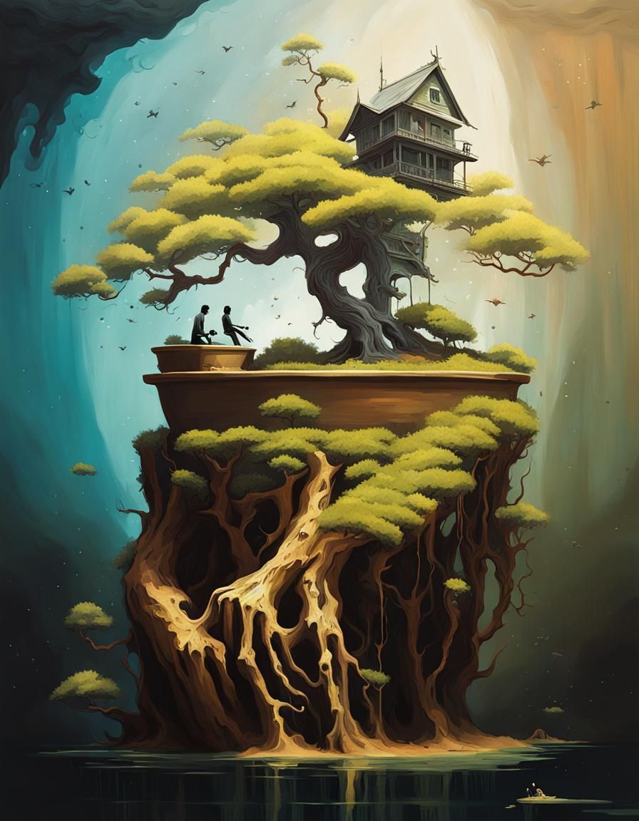 liminal space zombie bonsai tree alex andreev surrealism psy...