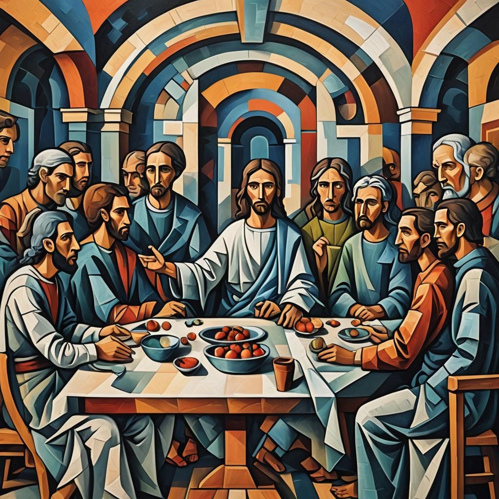 The last supper in the style of Picasso with Pixelmator 