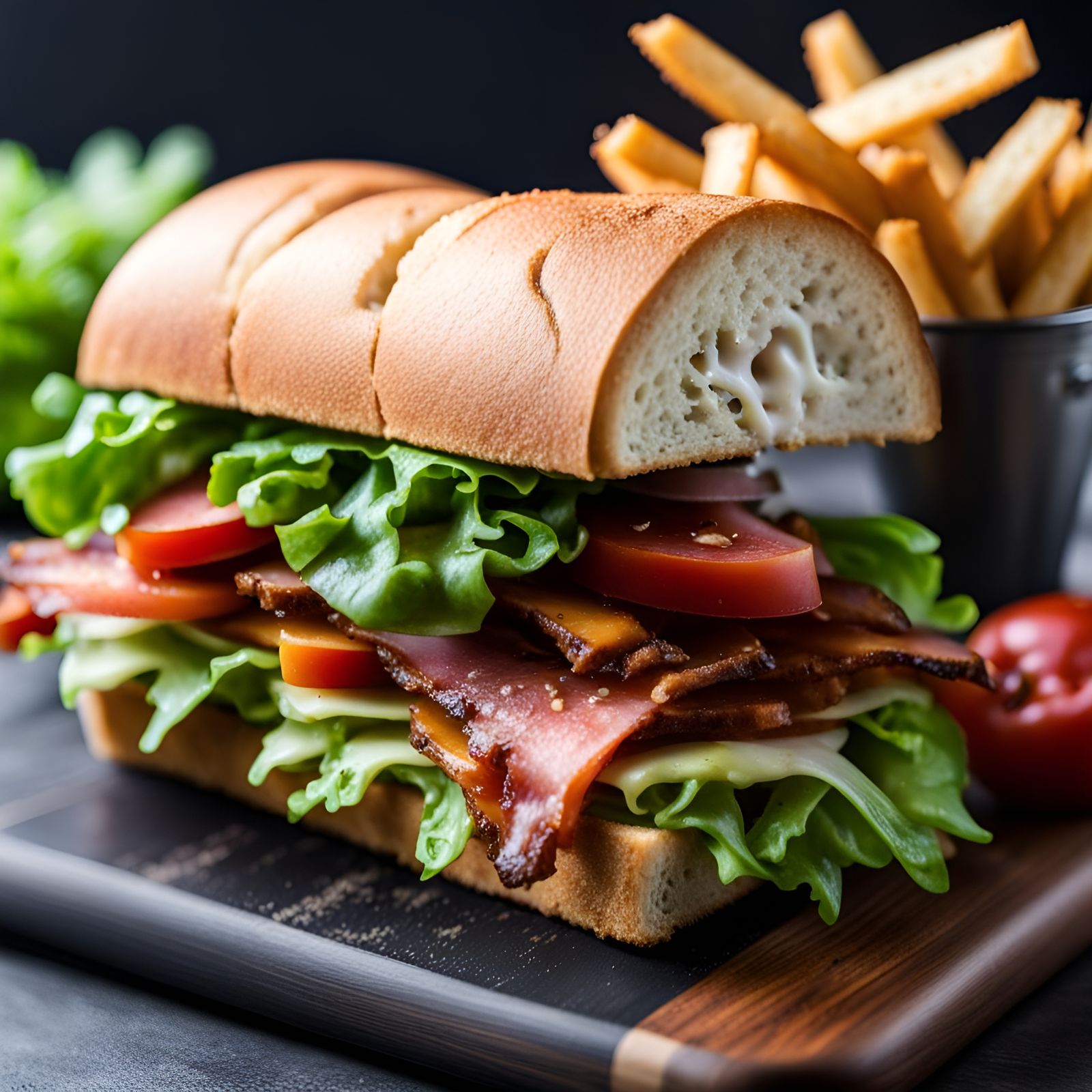 Delectable BLT and Fries - AI Generated Artwork - NightCafe Creator 