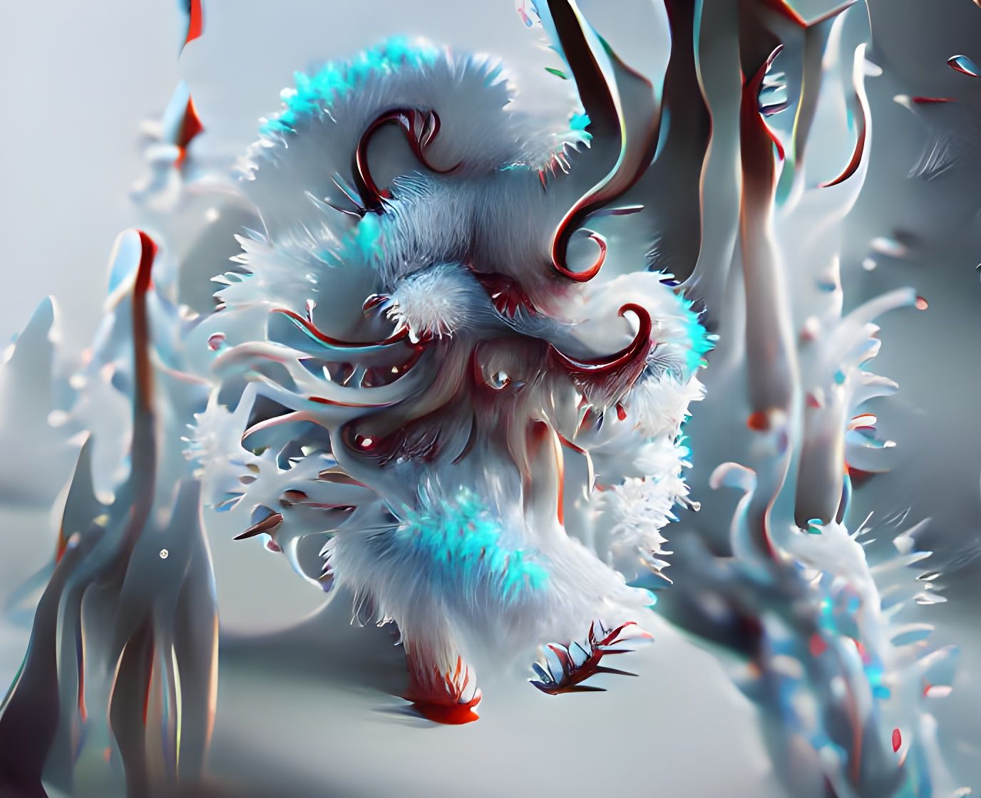 Fluffy Hoarfrost Eldritch Mycelium Tentacle Monster