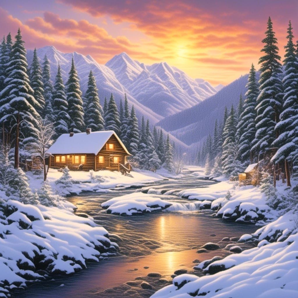 Snowy Riverbanks - AI Generated Artwork - NightCafe Creator