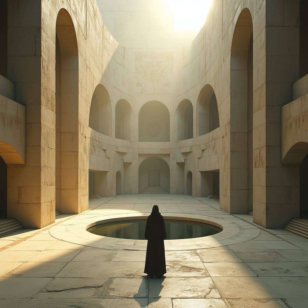 Ancient Futuristic Temple at Golden Hour