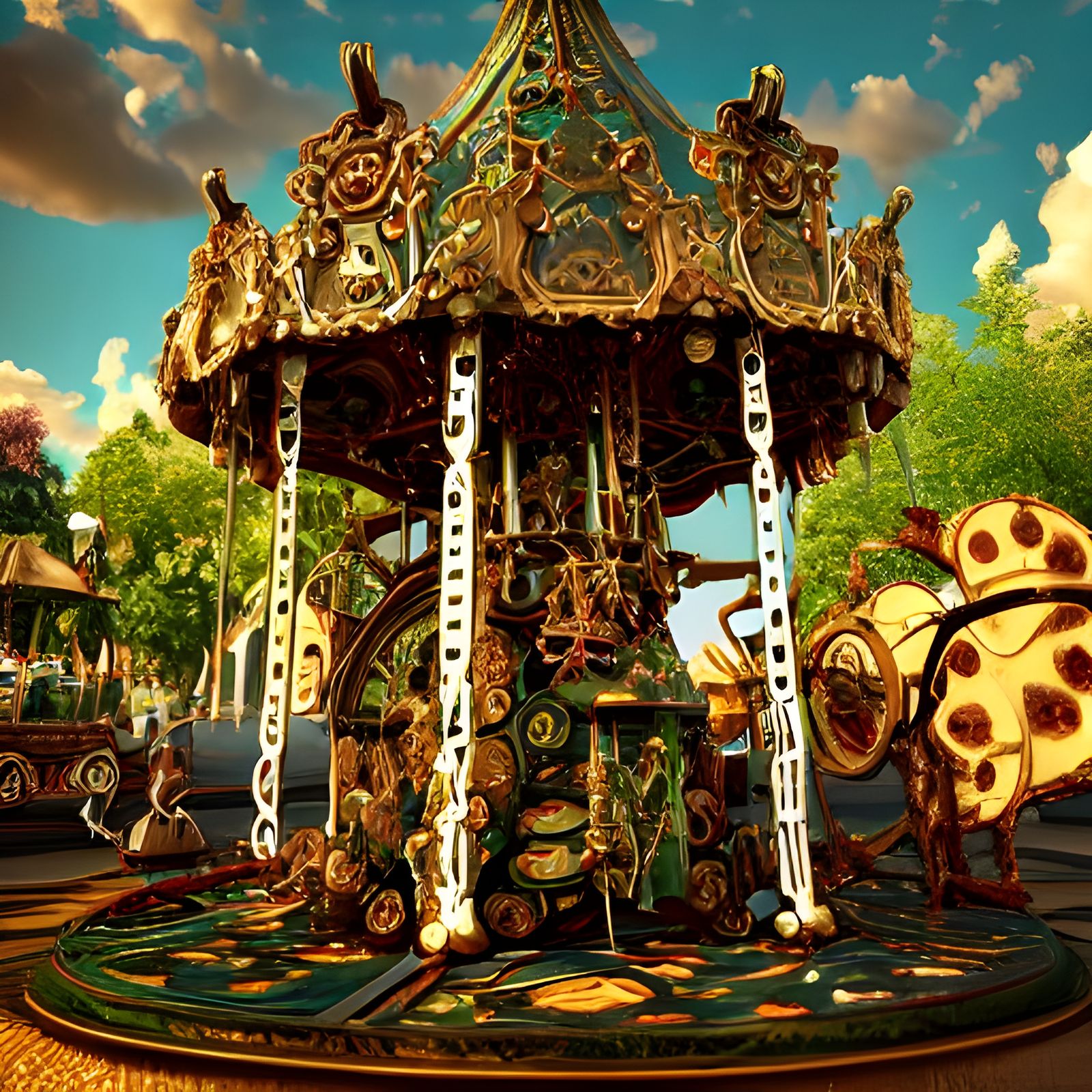 steampunk merry go round carousel - AI Generated Artwork - NightCafe ...