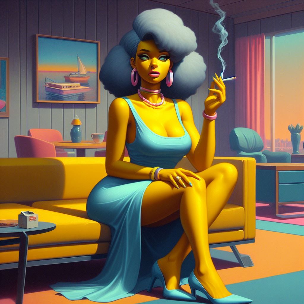 hajime sorayama retro 80s sci-fi futurism The Simpsons Selma...