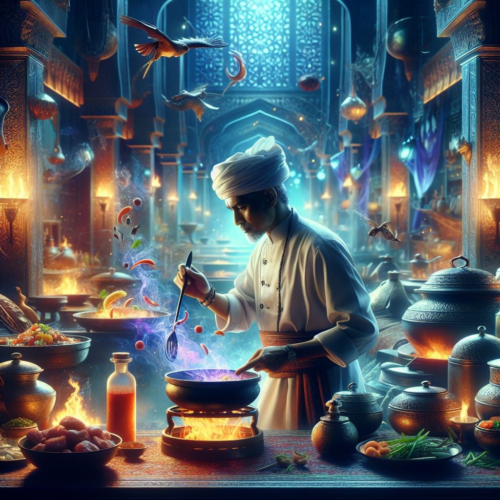 A chief preparing a dish