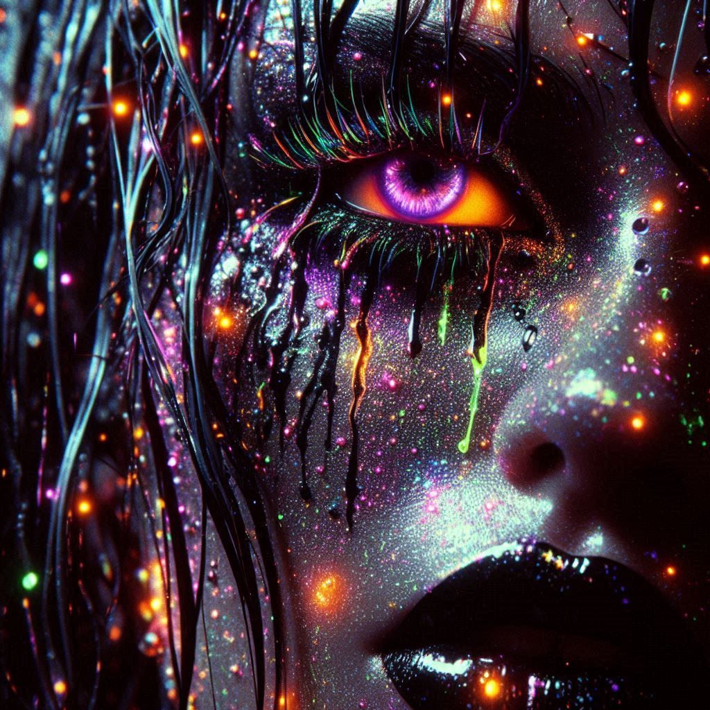 Glowing neon close up portrait