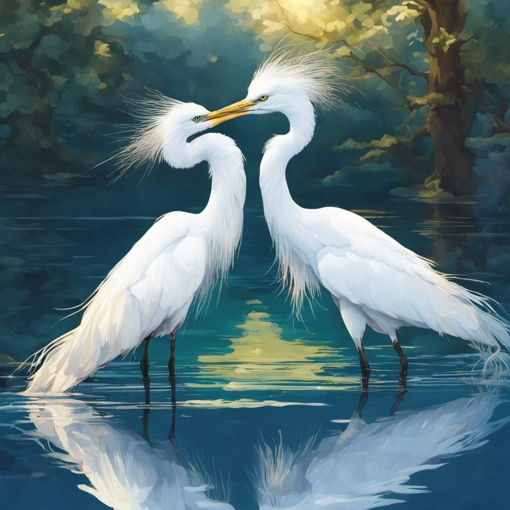 Snowy Egrets Created @NightCafe : r/nightcafe