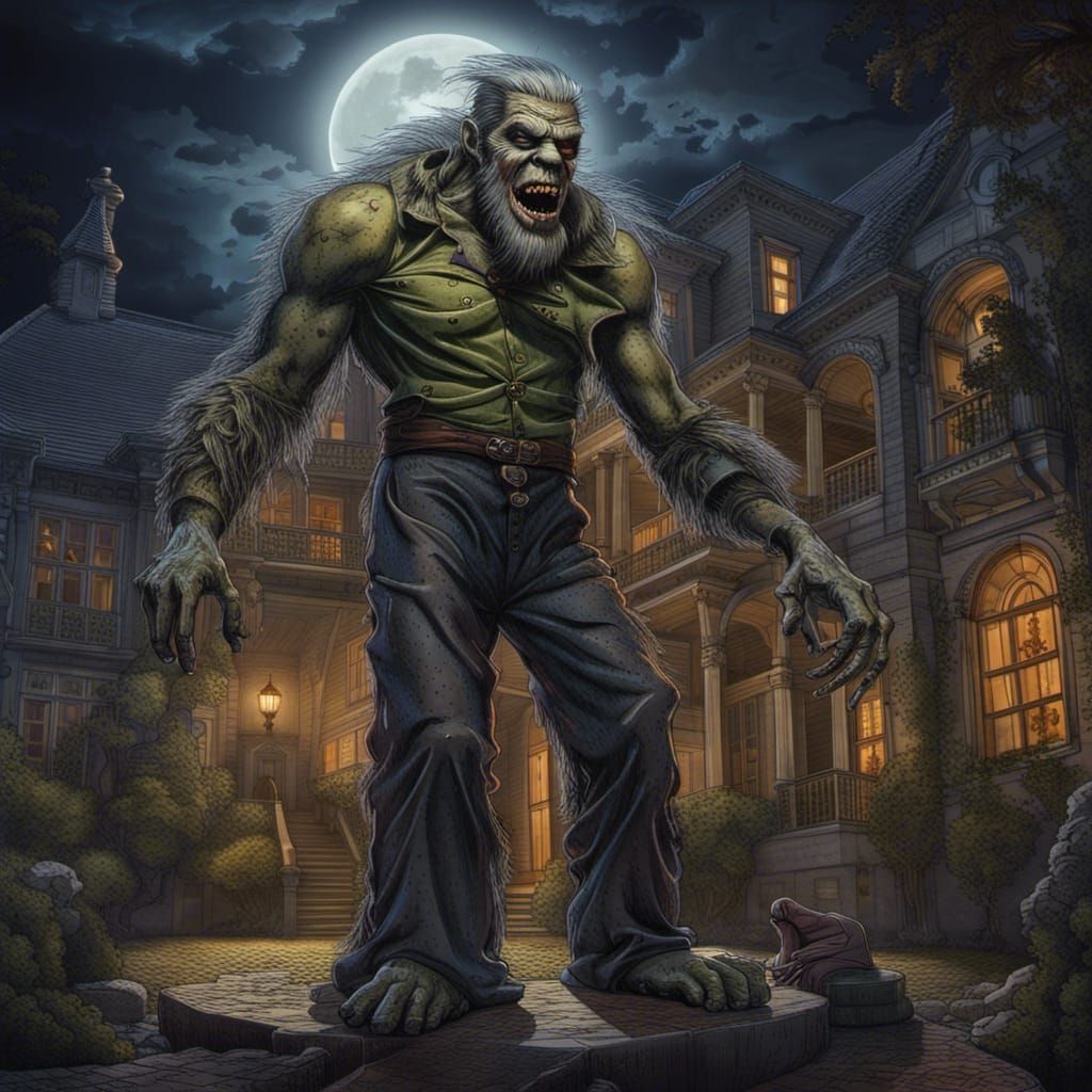 Frankensteins monster after the bite of the wolfman
