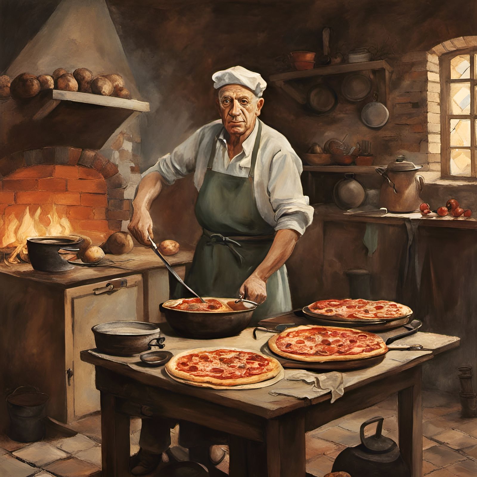 Pablo Picasso the pizzaiolo  by @Iloveart