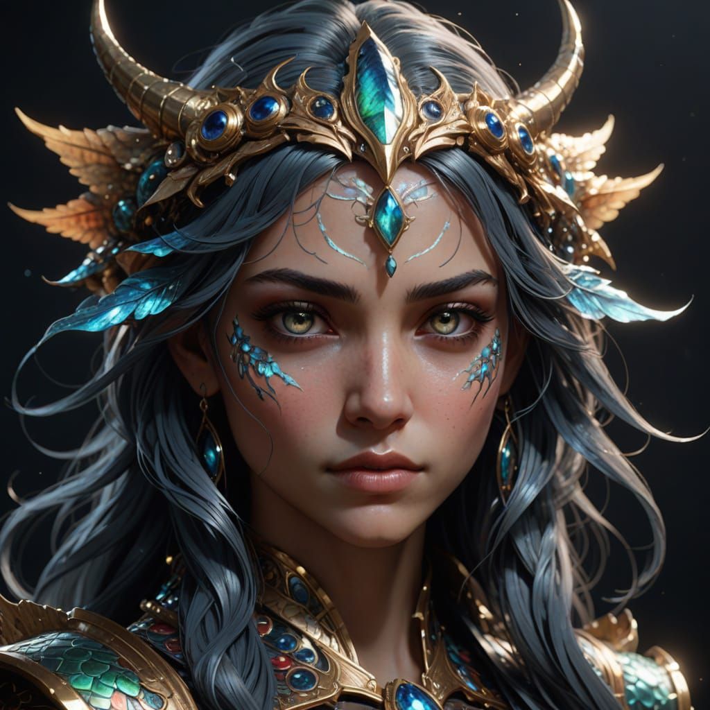 Majestic Fantasy Creature with Shimmering Scales