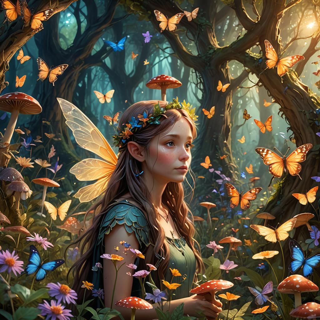 Enchanting Fairy in Whimsical Forest Concept Art