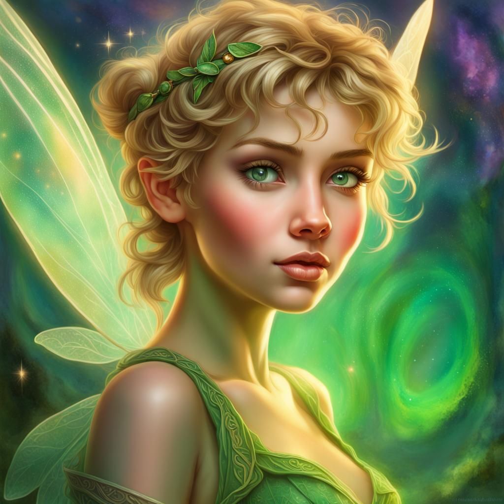 Young lovely Tinkerbell in a Fantasy World - AI Generated Artwork ...