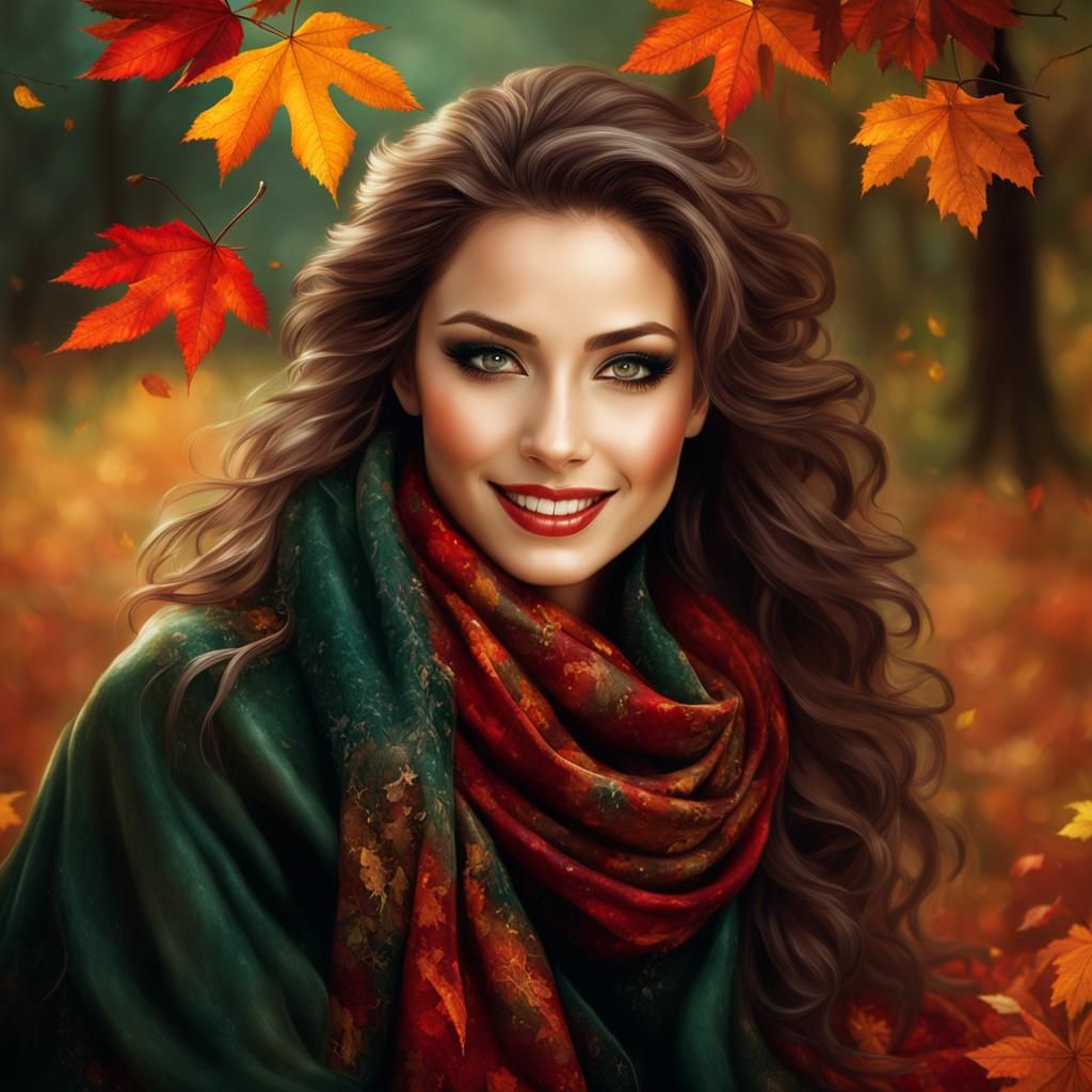 Ethereal Fantasy Portrait in Rich Autumn Colors