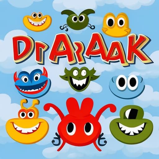a vector illustration of printed English text Draak
