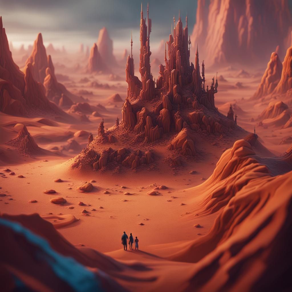 AN ABSTRACT VIEW OF A FAMILY ON A DESSERT