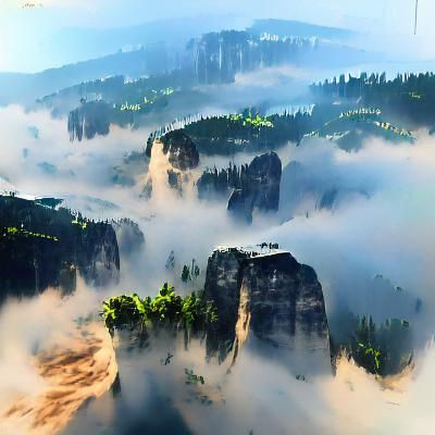 Tall misty mountains Concept art 