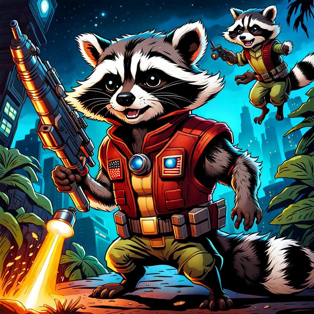 Rocket the raccoon - AI Generated Artwork - NightCafe Creator