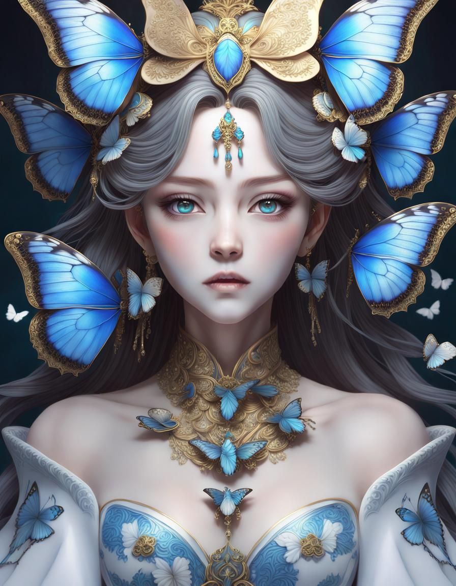 Empress of Morpho Butterflies - AI Generated Artwork - NightCafe Creator